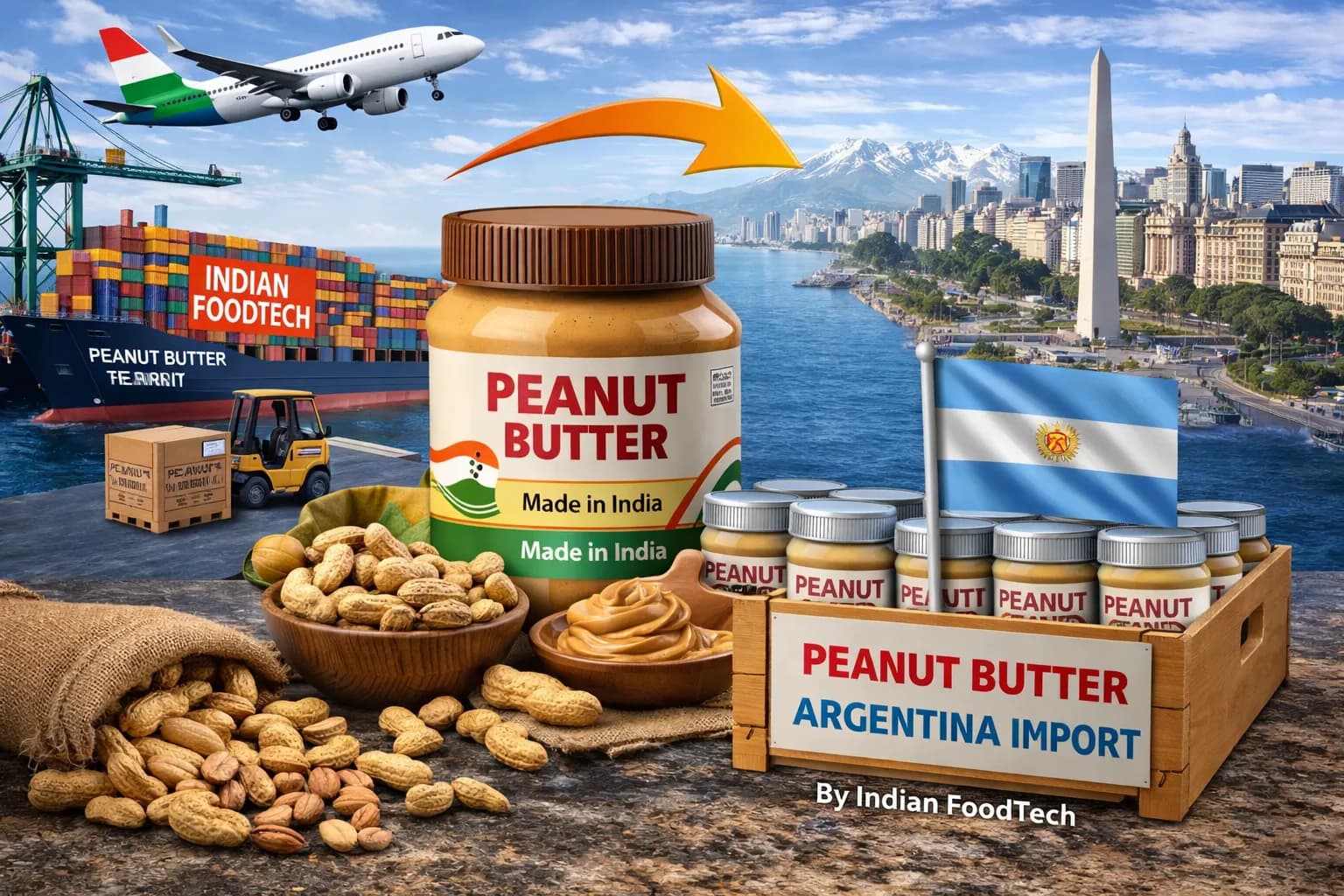 Peanut butter exporter from India to Argentina bulk supply Buenos Aires