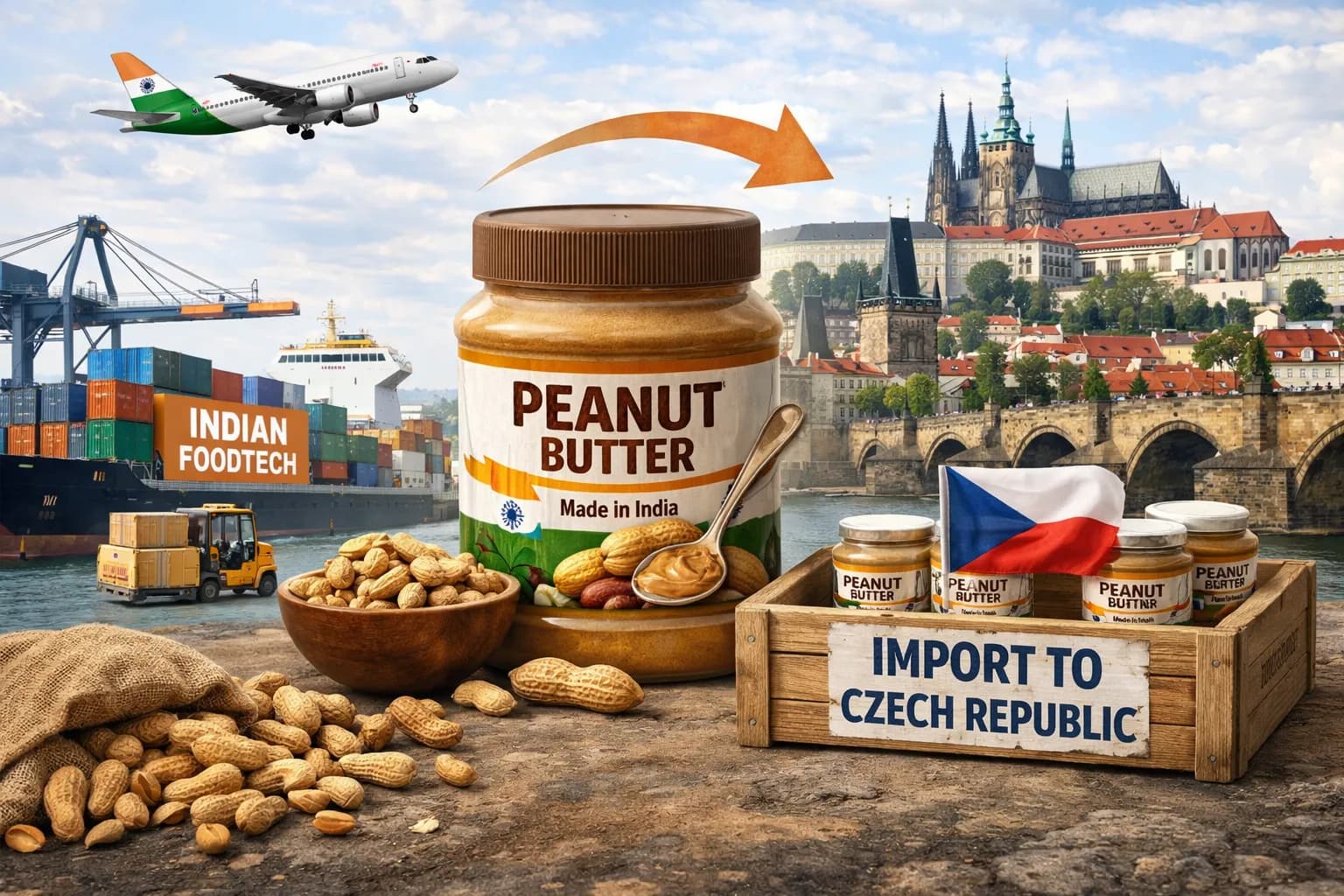 Peanut butter exporter from India to Czech Republic bulk supply Prague