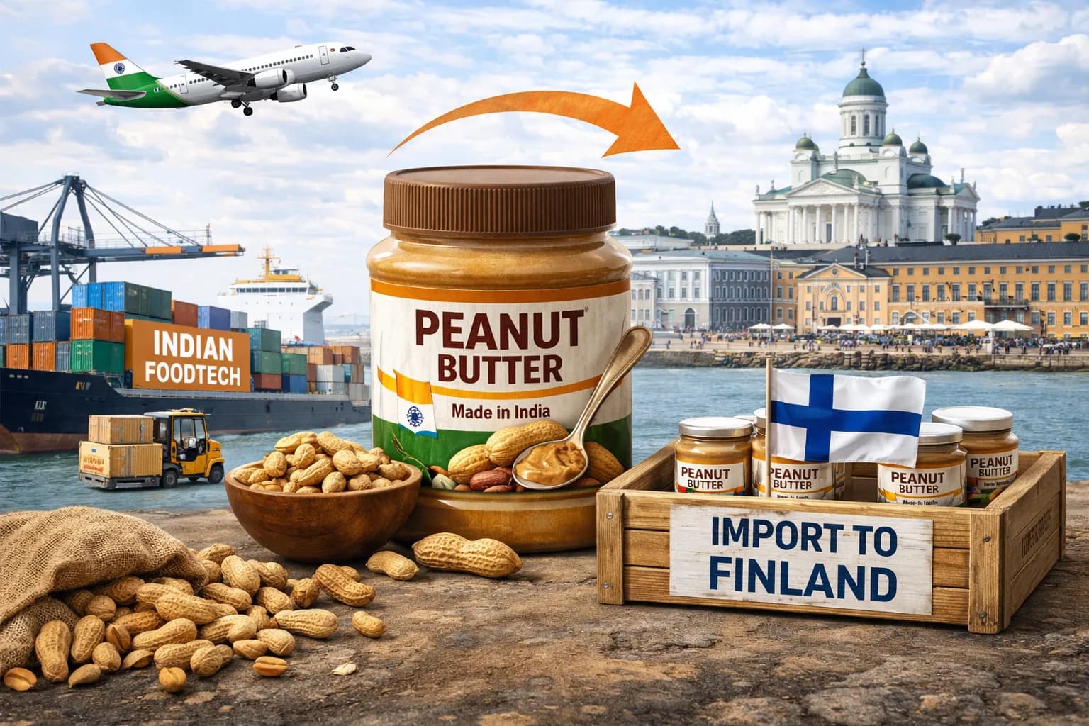 Peanut butter exporter from India to Finland bulk supply Helsinki