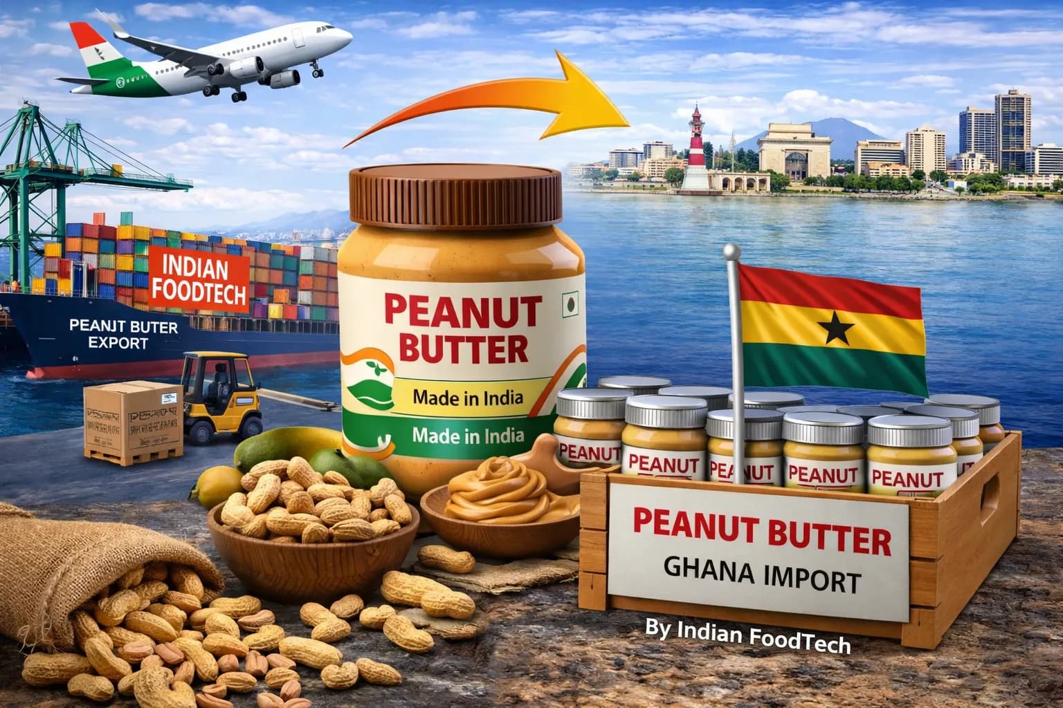 Bulk peanut butter export from India to Ghana - Indian Foodtech