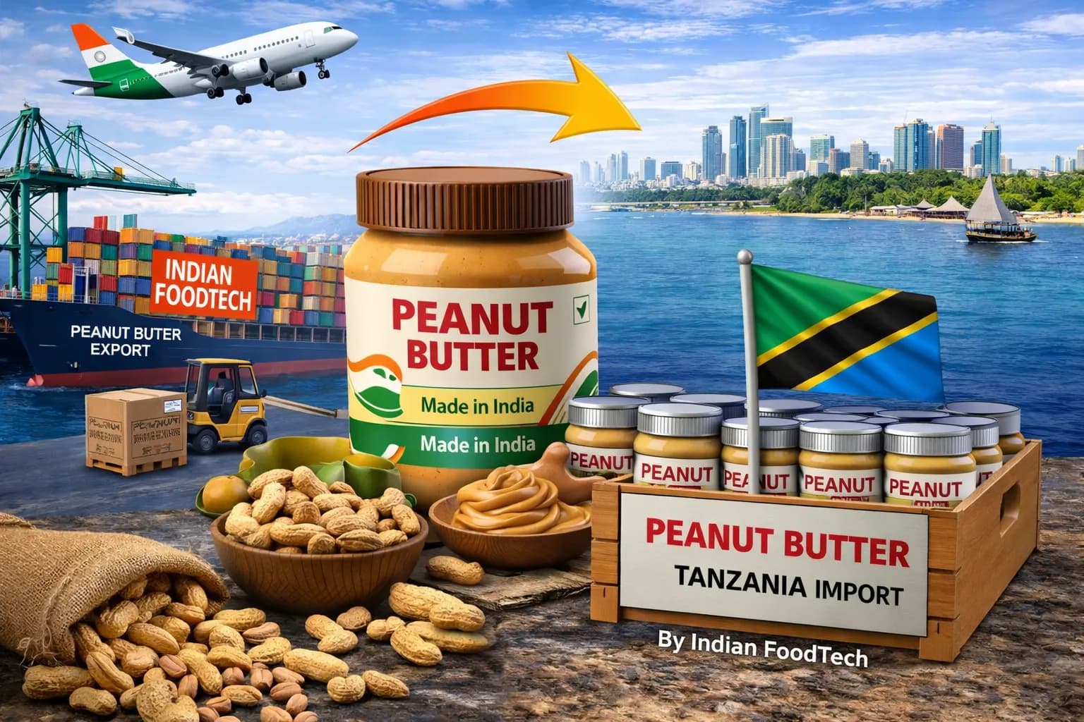 Bulk peanut butter export from India to Tanzania - Indian Foodtech