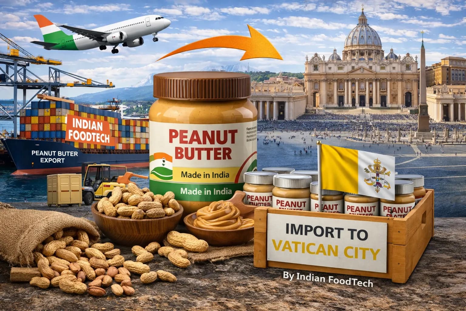 Bulk peanut butter export from India to Vatican City - Indian Foodtech