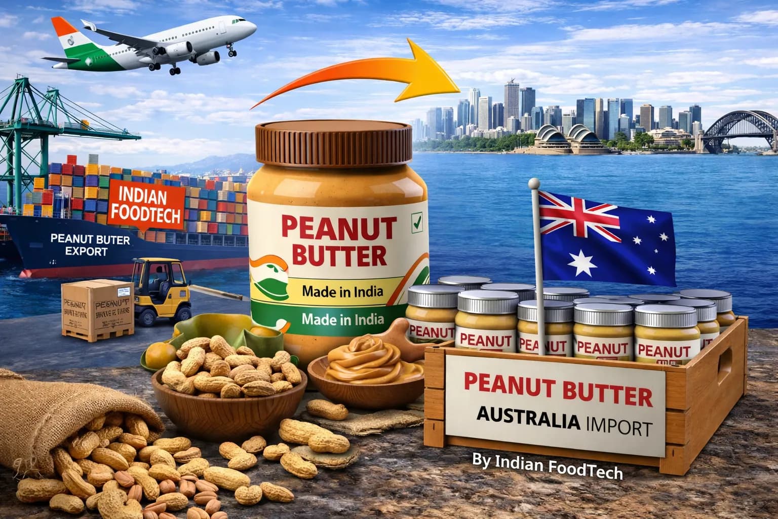 Peanut butter exporter from India to Australia bulk supply Sydney