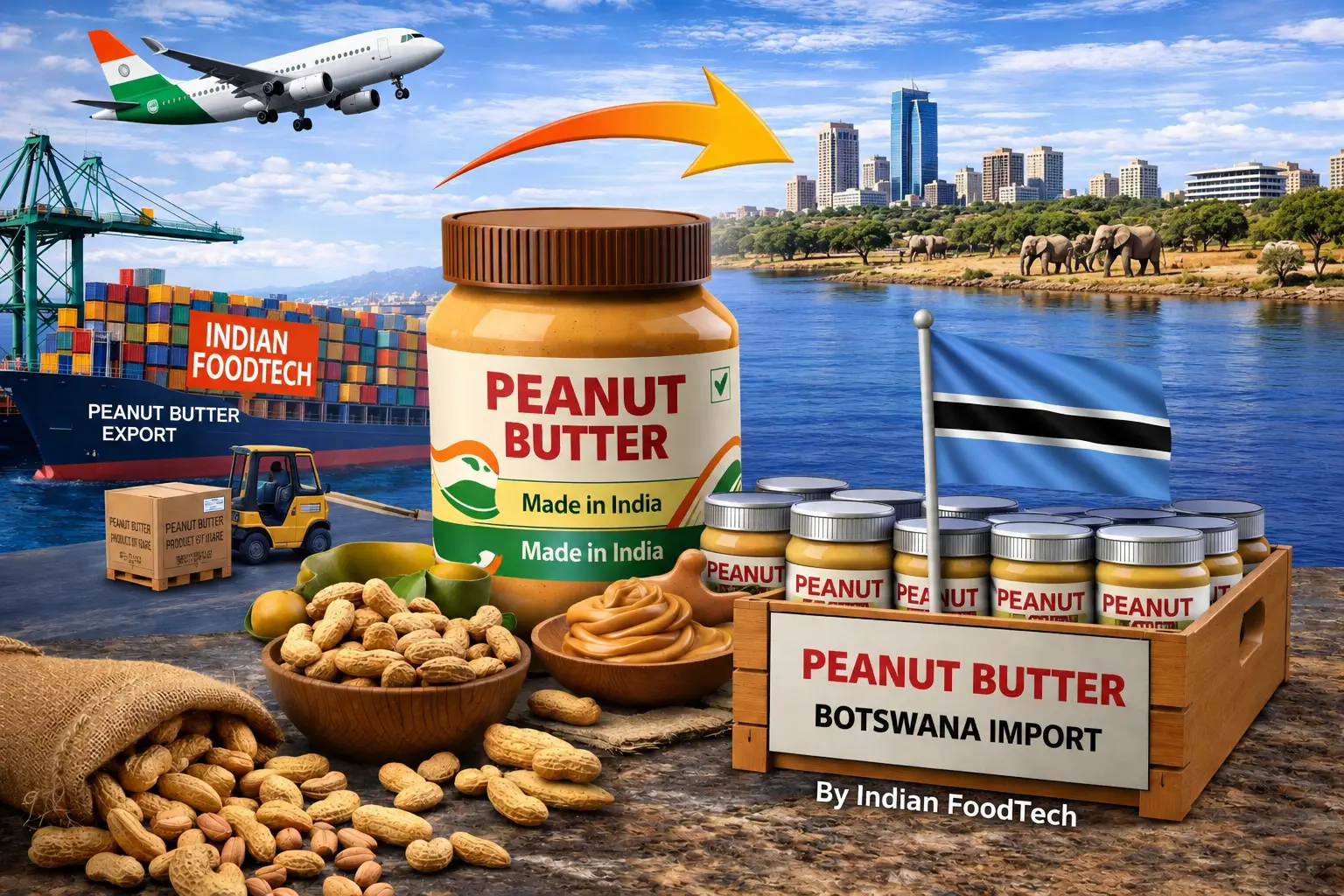 Peanut butter exporter from India to Botswana bulk supply Gaborone