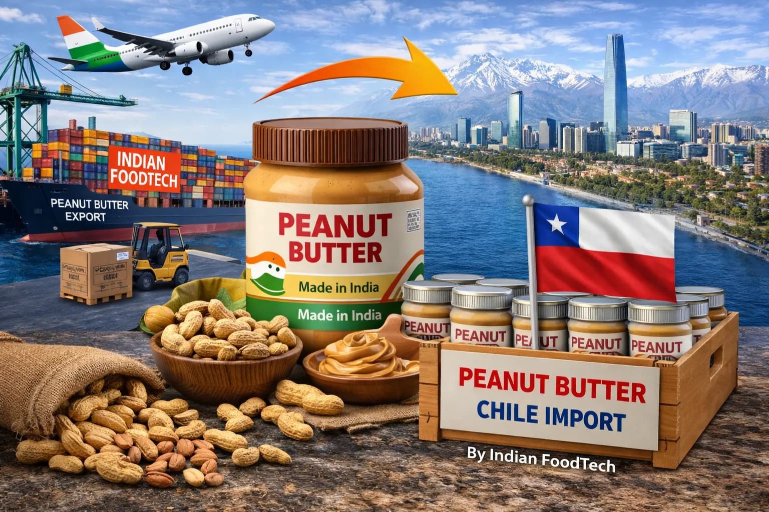 Peanut butter exporter from India to Chile bulk supply Santiago