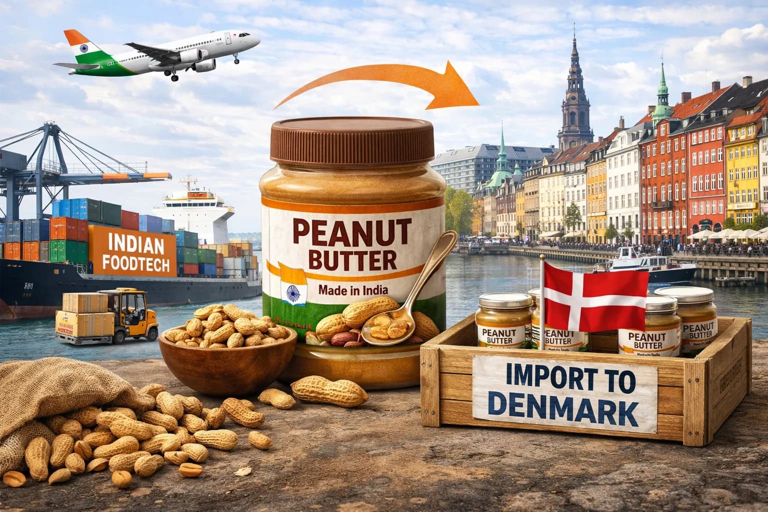 Peanut butter exporter from India to Denmark bulk supply Copenhagen