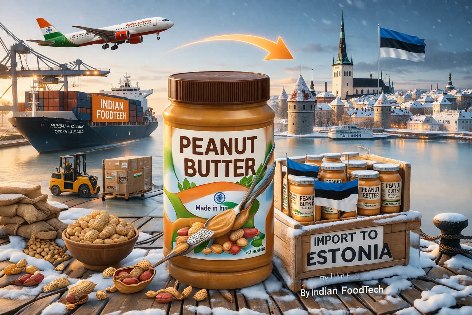 Peanut butter exporter from India to Estonia bulk supply Tallinn