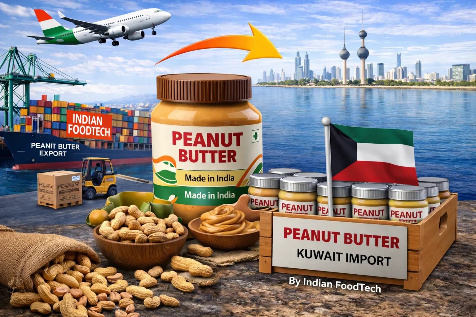 Bulk peanut butter export from India to Kuwait - Indian Foodtech