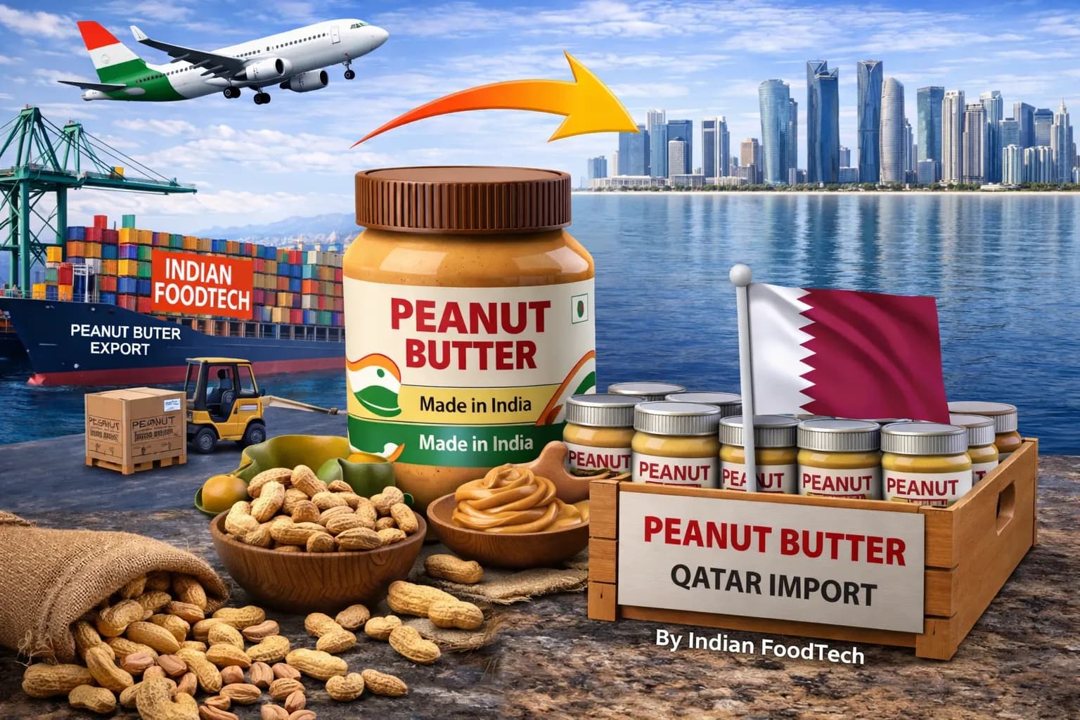 Bulk peanut butter export from India to Qatar - Indian Foodtech