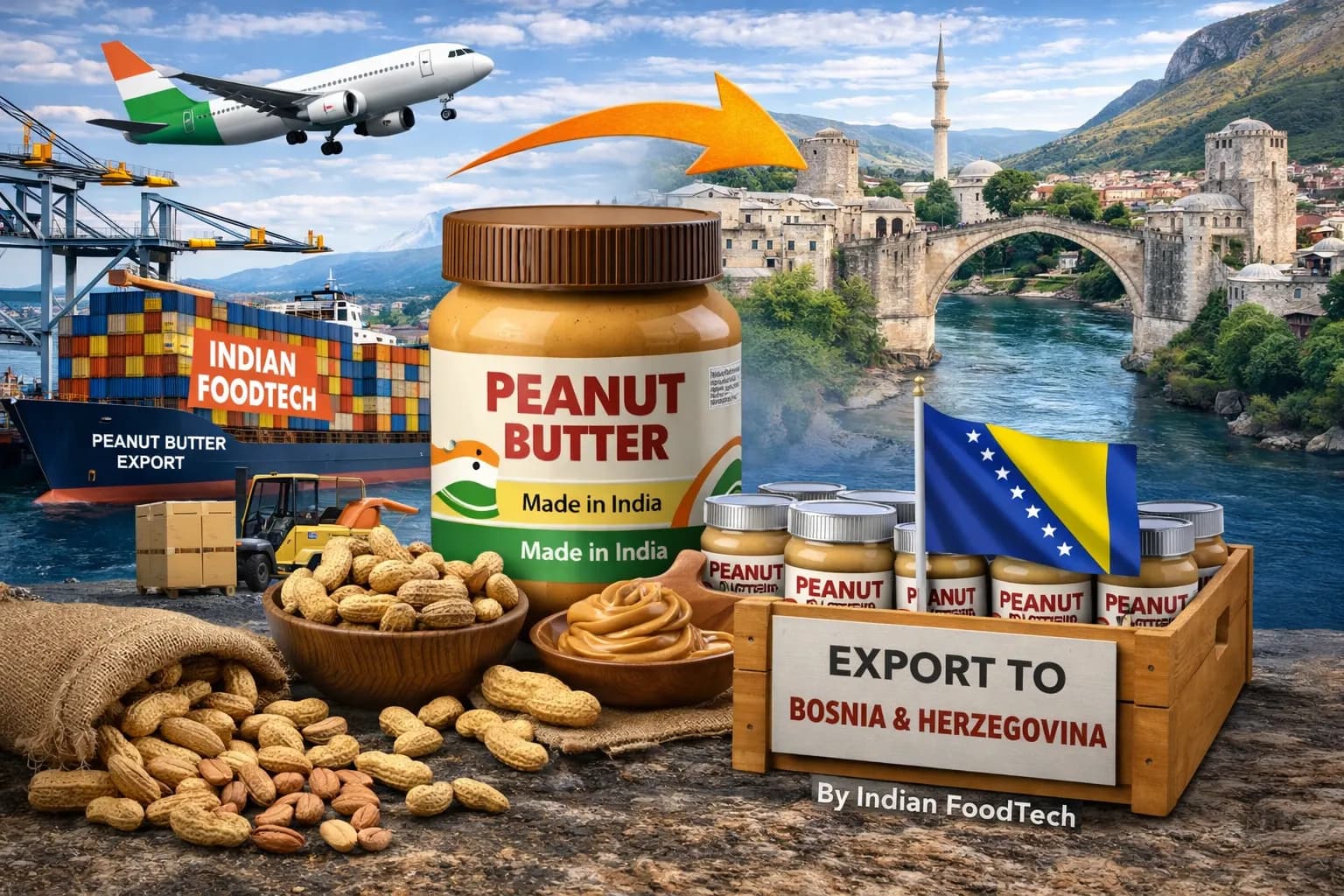 Bulk peanut butter export from India to Bosnia & Herzegovina - Indian Foodtech